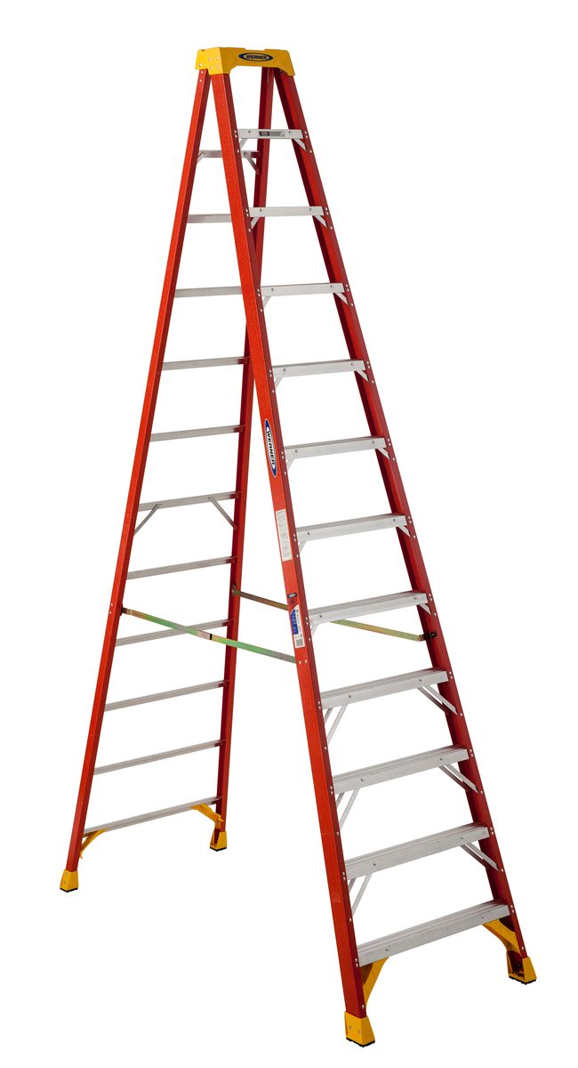 VESTIL FBSL-12 Fiberglass Step Ladder, 12 Steps, 300 Lb. Capacity, Orange | AG7RUP