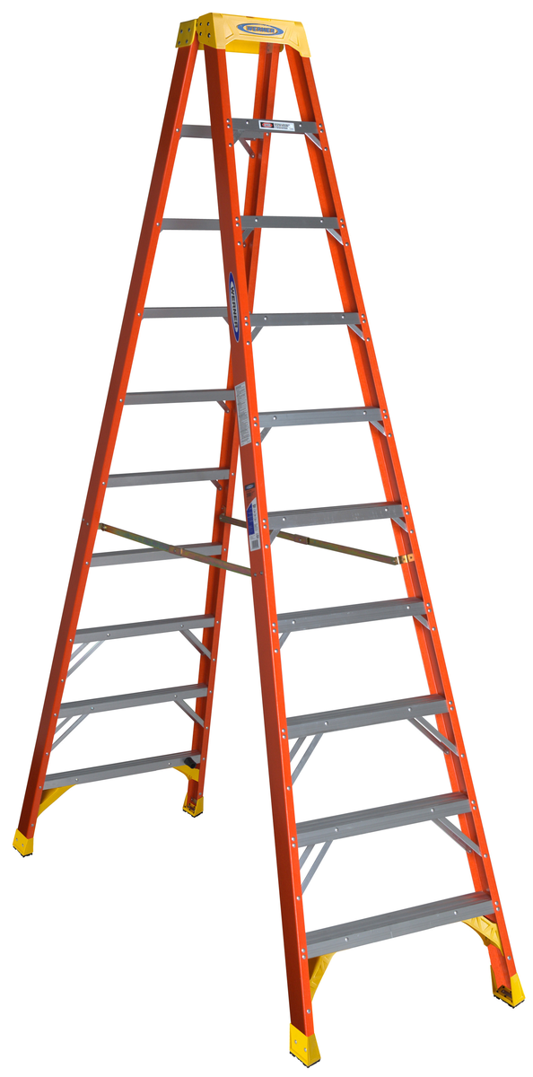 VESTIL FBTFL-10 Fiberglass Twin Front Ladder, 10 Step | AG7RVA