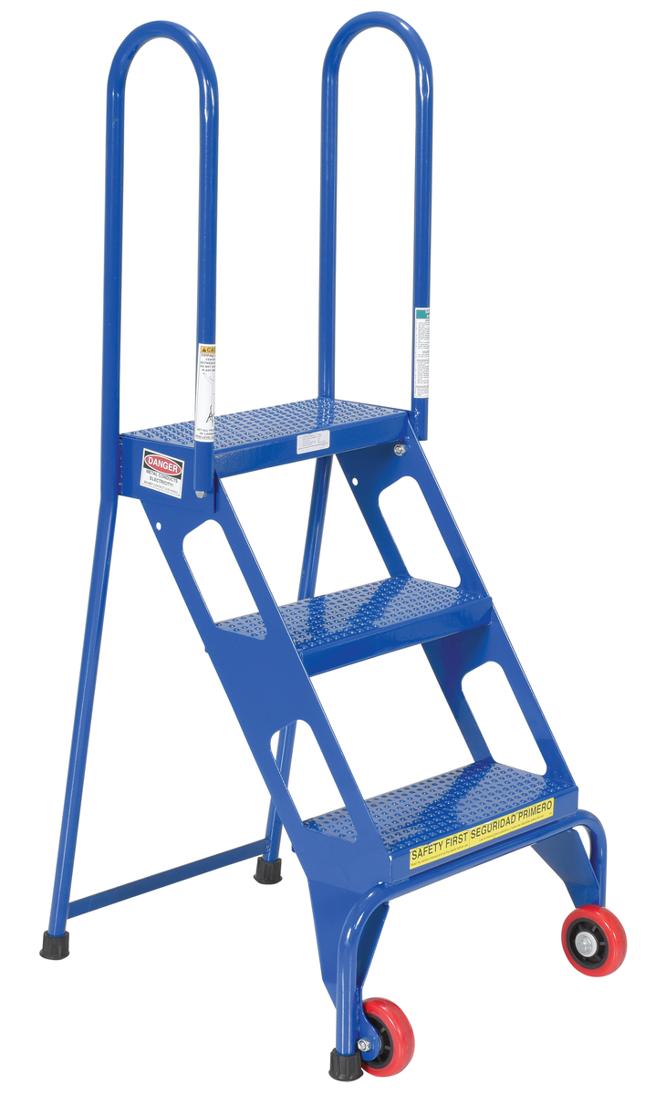 VESTIL FLAD-3 Folding 3-Step Ladder with Wheels | AG7TCT