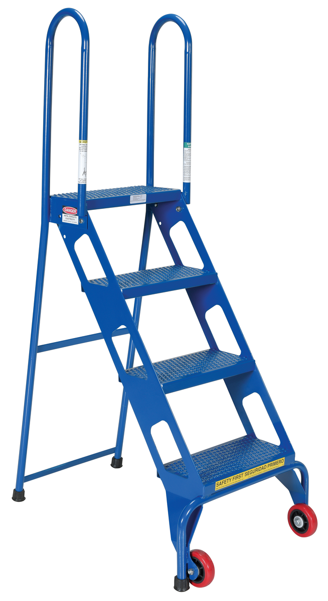 VESTIL FLAD-4 Folding 4-Step Ladder with Wheels | AG7TCV