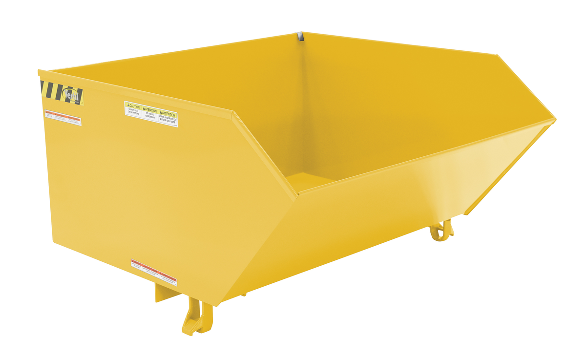 VESTIL H-100-HD-YEL Self Dumping Hopper, Heavy Duty, Low Profile, 1 cu. yd., 6000 Lb., Yellow, Steel | AG7TMY