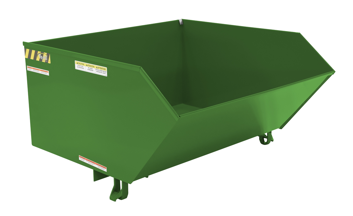 VESTIL H-100-LD-GRN-T Self Dumping Hopper, Light Duty, Low Profile, 1 cu. yd., 2000 Lb., Green, Steel | AG7TNB