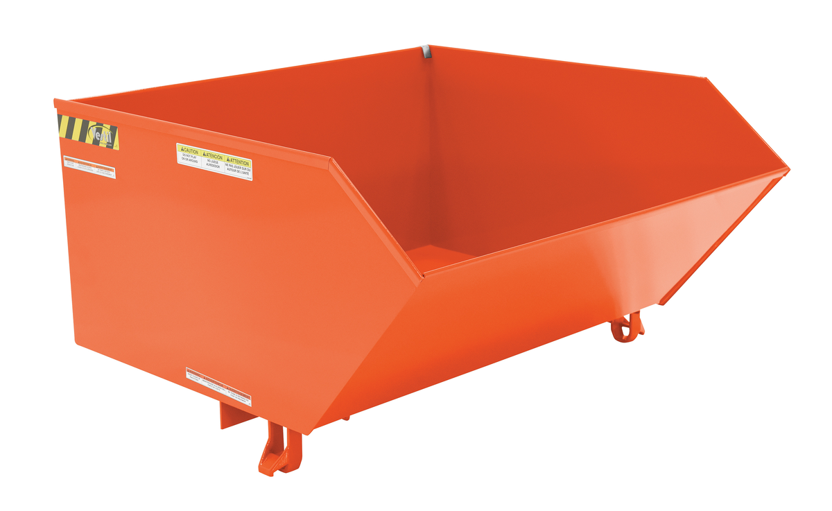 VESTIL H-100-MD-ORG-C Self Dumping Hopper, Medium Duty, Low Profile, 1 cu. yd., 4000 Lb., Orange, Steel | AG7TNM