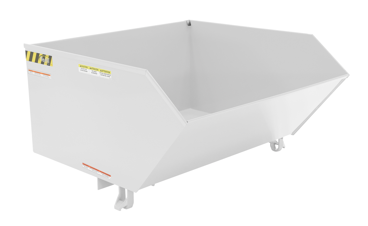 VESTIL H-100-MD-WHT Self Dumping Hopper, Medium Duty, Low Profile, 1 cu. yd., 4000 Lb., White, Steel | AG7TNP