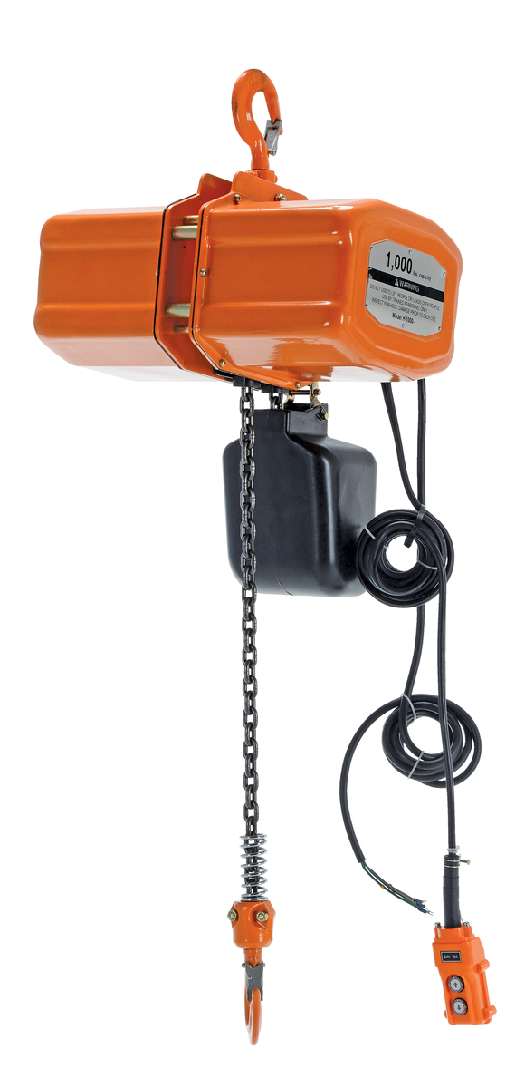 VESTIL H-1000-1 Economy Chain Hoist With Container, 1000 lb., 1 Phase, Orange, Steel | AG7TMN
