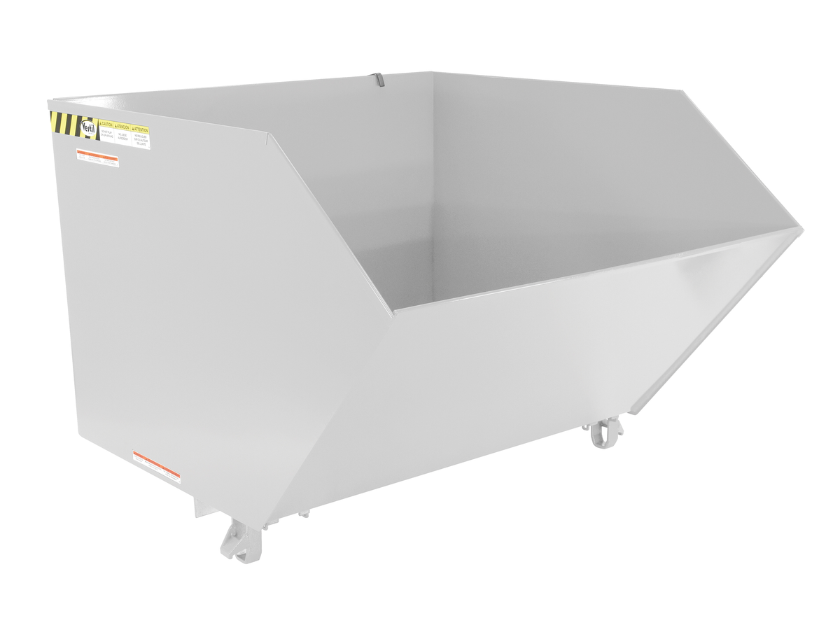 VESTIL H-150-LD-WHT Self Dumping Hopper, Light Duty, Low Profile, 1.5 cu. yd., 2000 Lb., White, Steel | AG7TPG