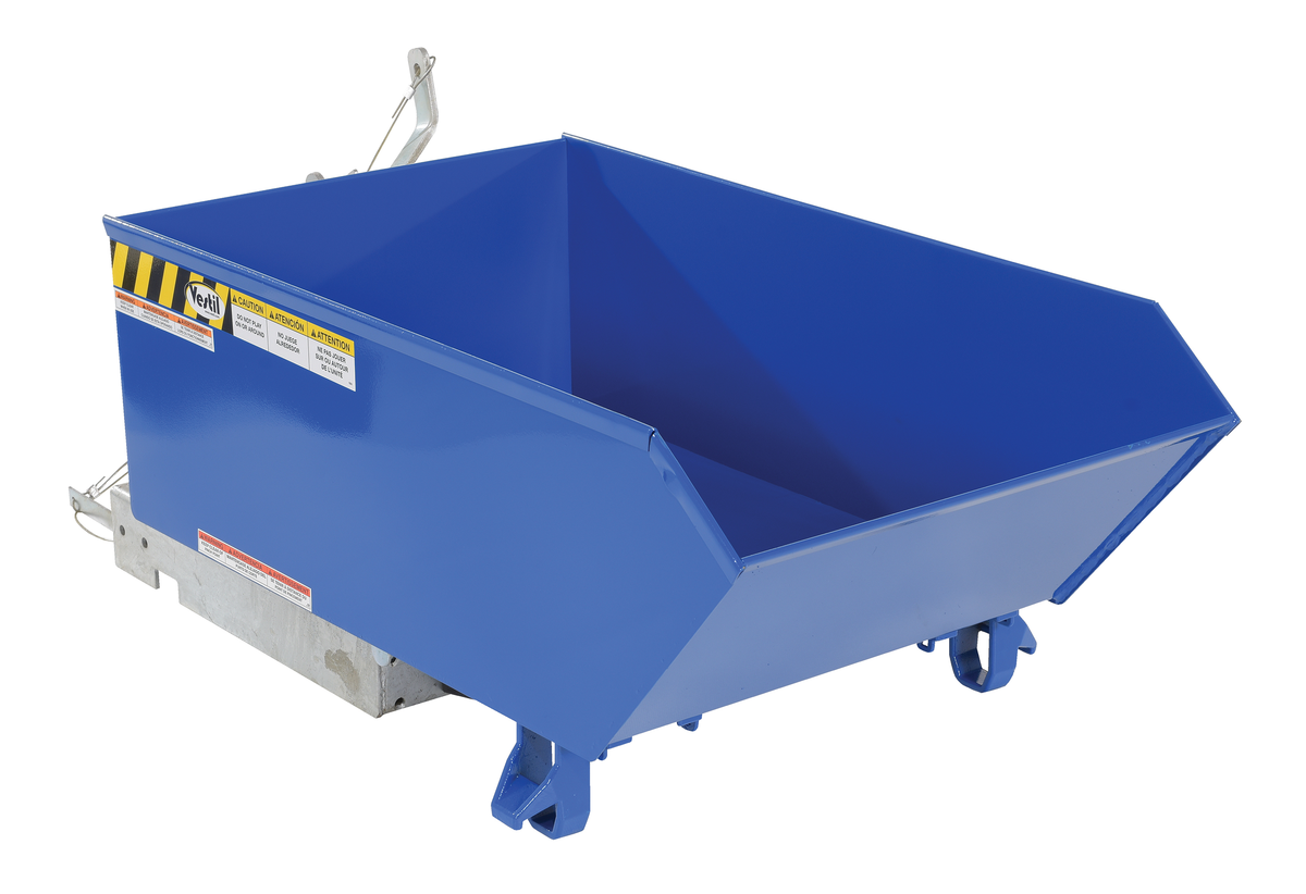 Steel Heavy Duty Low Profile Self Dumping Hopper, 1/4 Cubic Yard, 6000 lb Capacity, Blue