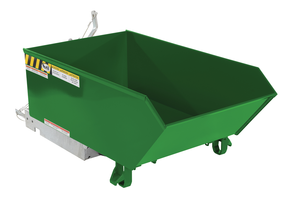 VESTIL H-25-LD-GRN-T Self Dumping Hopper, Light Duty, Low Profile, 0.25 cu. yd., 2000 Lb., Green, Steel | AG7TQF