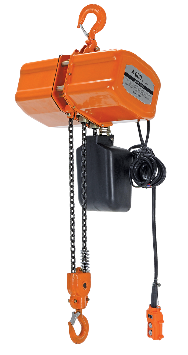 VESTIL H-4000-1 Economy Chain Hoist With Container, 4000 lb., 1 Phase, Orange, Steel | AG7TQW
