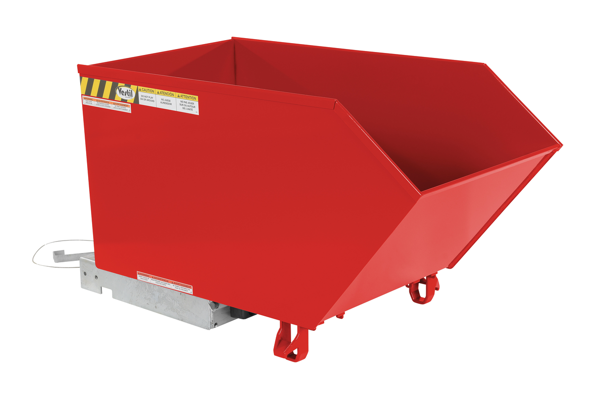 VESTIL H-50-HD-SR Self Dumping Hopper, Heavy Duty, Low Profile, 0.5 cu. yd., 6000 Lb., Red, Steel | AG7TRD