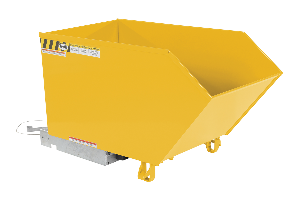 VESTIL H-50-HD-YEL Self Dumping Hopper, Heavy Duty, Low Profile, 0.5 cu. yd., 6000 Lb., Yellow, Steel | AG7TRF