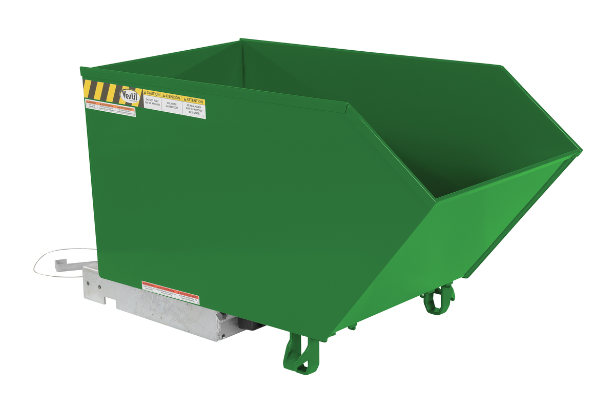 VESTIL H-50-LD-GRN-T Self Dumping Hopper, Light Duty, Low Profile, 0.5 cu. yd., 2000 Lb., Green, Steel | AG7TRJ