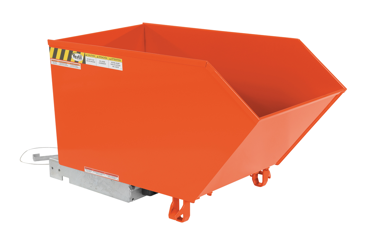 VESTIL H-50-MD-ORG-C Self Dumping Hopper, Medium Duty, Low Profile, 0.5 cu. yd., 4000 Lb., Orange, Steel | AG7TRV