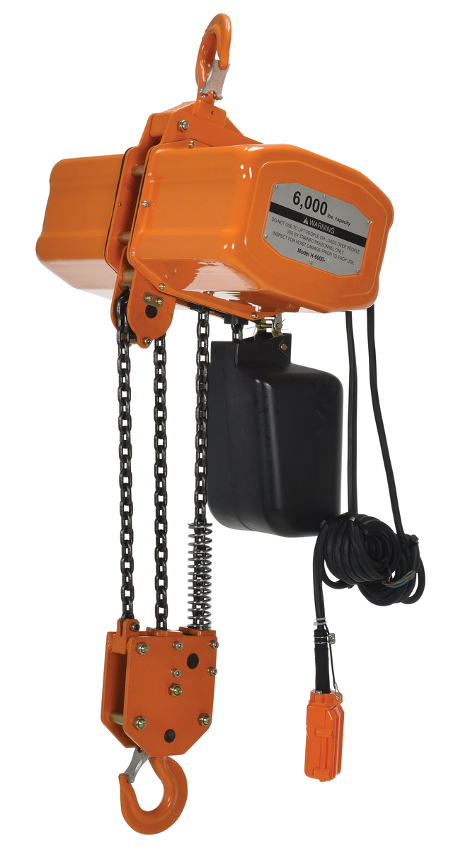 VESTIL H-6000-1 Economy Chain Hoist With Container, 6000 lb., 1 Phase, Orange, Steel | AG7TRZ