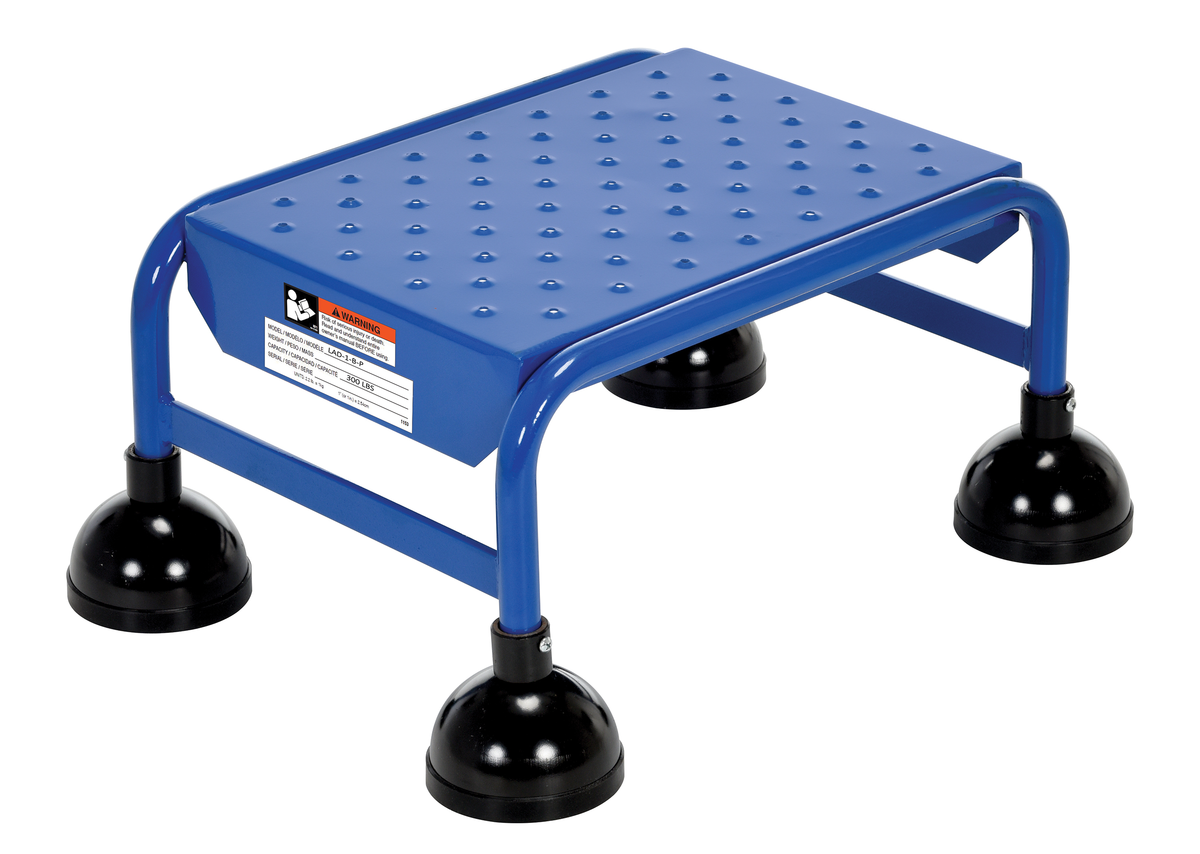 VESTIL LAD-1-B-P Commercial Spring Loaded Ladder, Perforated 1 Step, Blue, Steel | AG7UWB