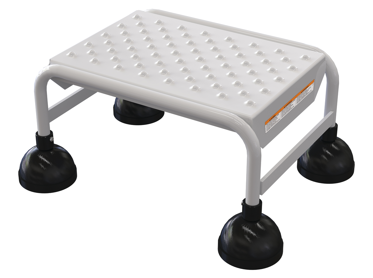 VESTIL LAD-1-W-P Commercial Spring Loaded Ladder, Perforated 1 Step, White, Steel | AG7UWD