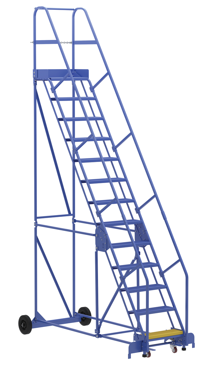 VESTIL LAD-13-14-P Rolling Warehouse Ladder, 58 Degree, Perforated, 13 Step, 14 Inch Size | AG7UUT