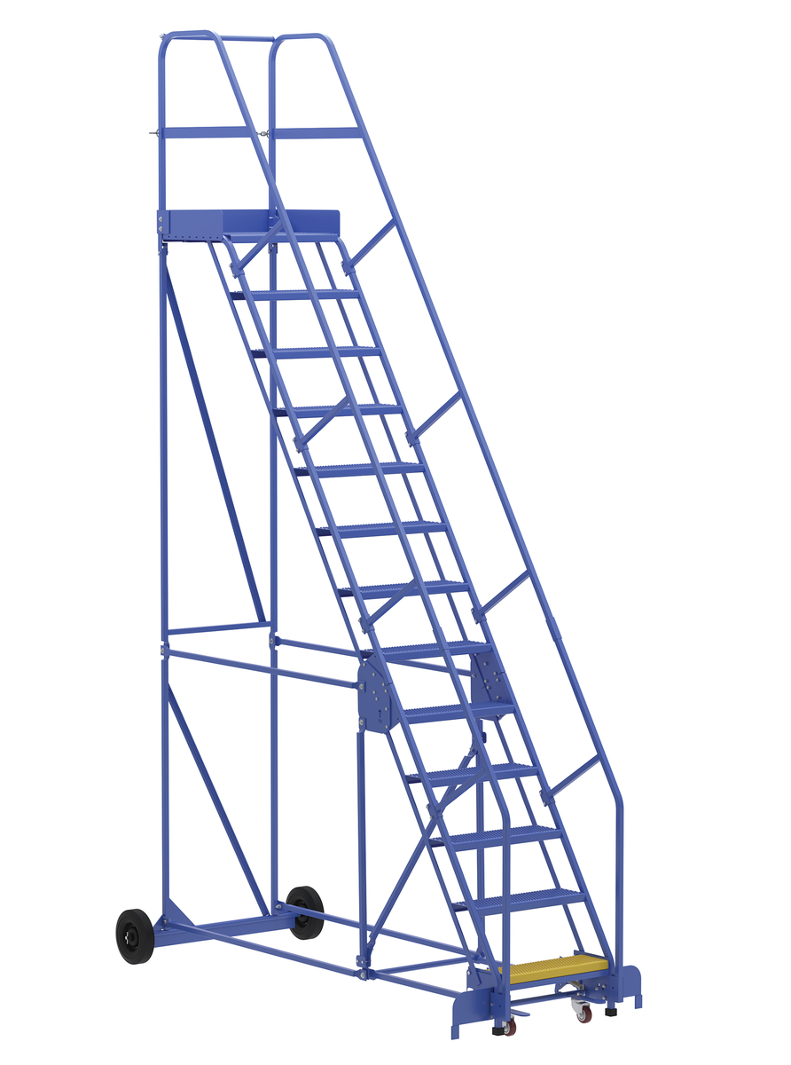 VESTIL LAD-13-21-P Rolling Warehouse Ladder, 58 Degree, Perforated, 13 Step, 21 Inch Size | AG7UUX