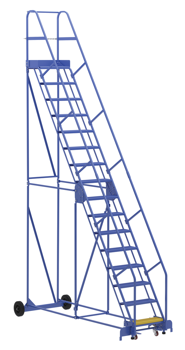 VESTIL LAD-16-14-P Rolling Warehouse Ladder, 58 Degree, Perforated, 16 Step, 10 Inch Size | AG7UVU