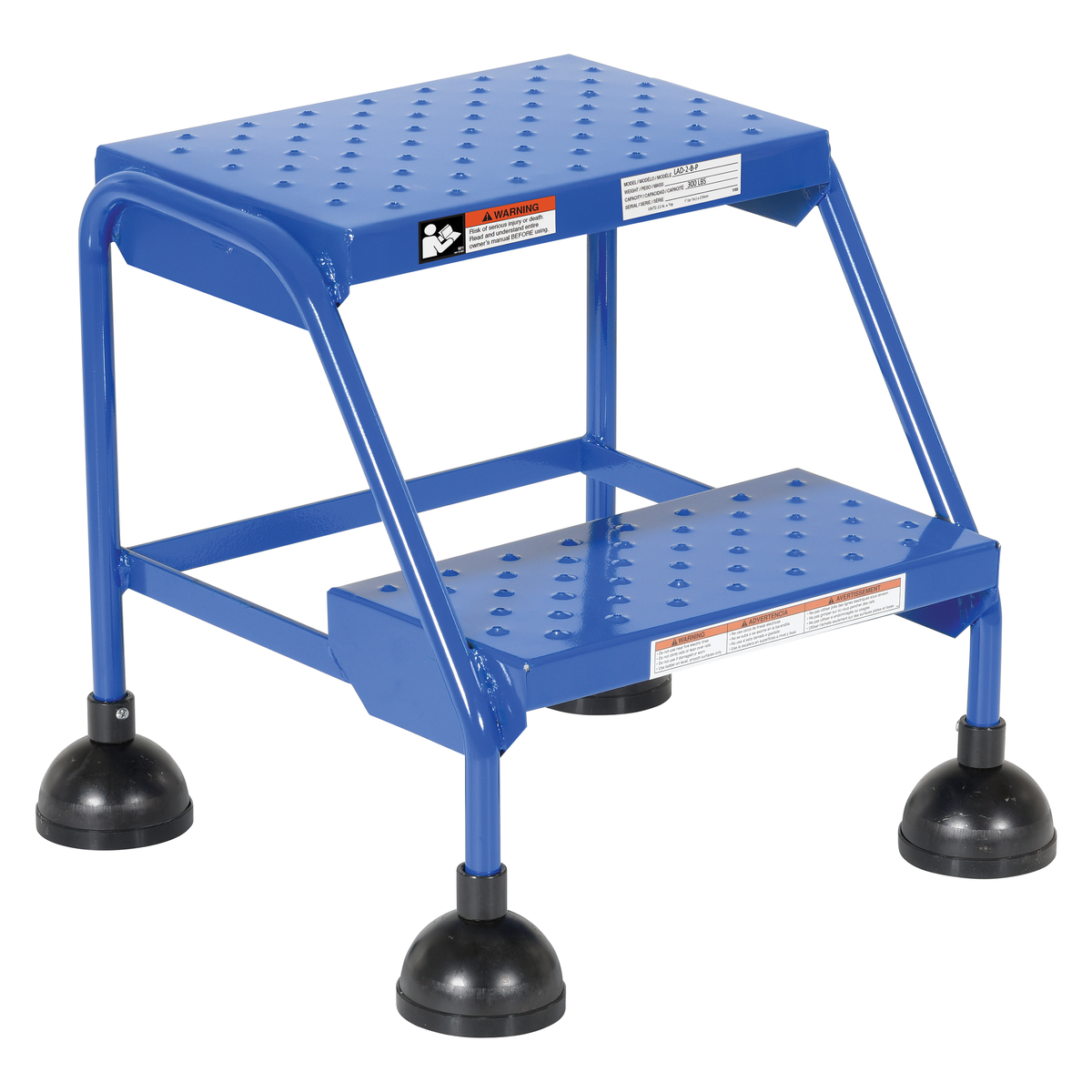 VESTIL LAD-2-B-P Commercial Spring Loaded Ladder, Perforated 2 Step, Blue, Steel | AG7UWH