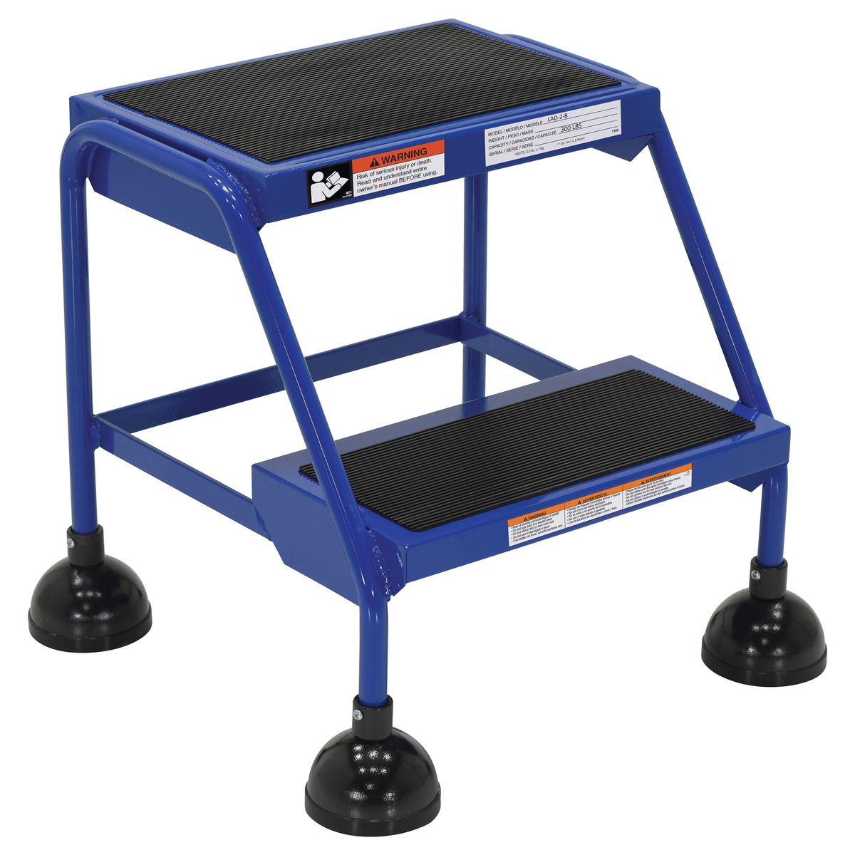 VESTIL LAD-2-B Commercial Spring Loaded Ladder, 2 Step, Blue, Steel | AG7UWG