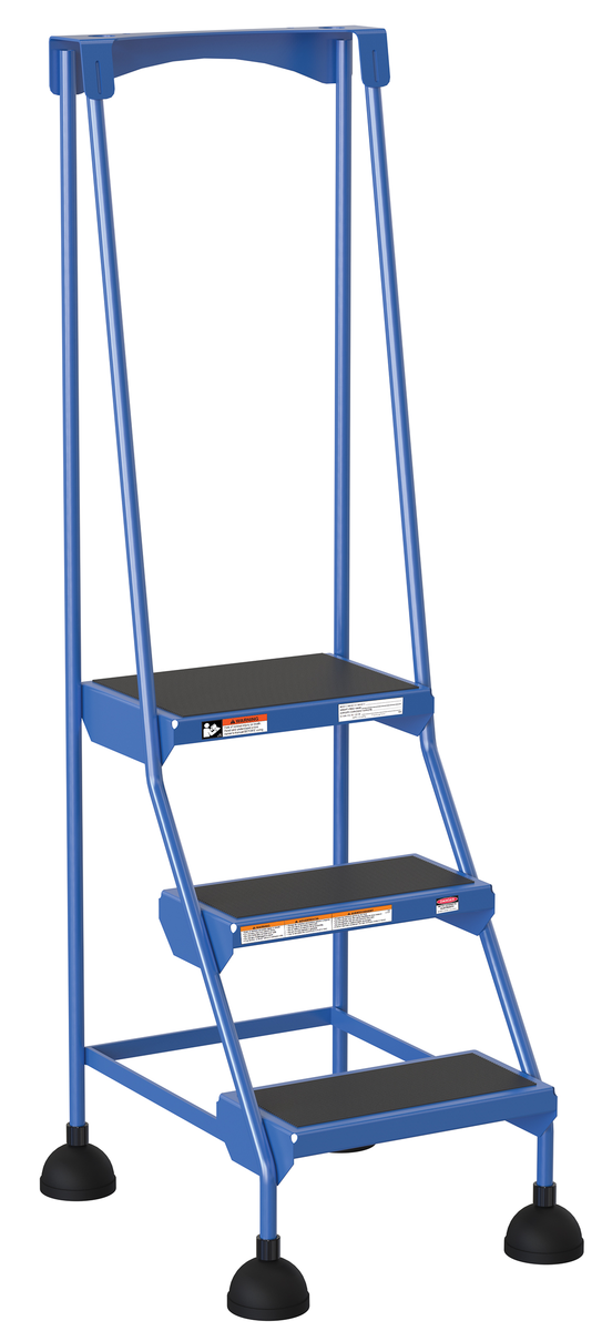 VESTIL LAD-3-B Commercial Spring Loaded Ladder, 3 Step, Blue, Steel | AG7UWN