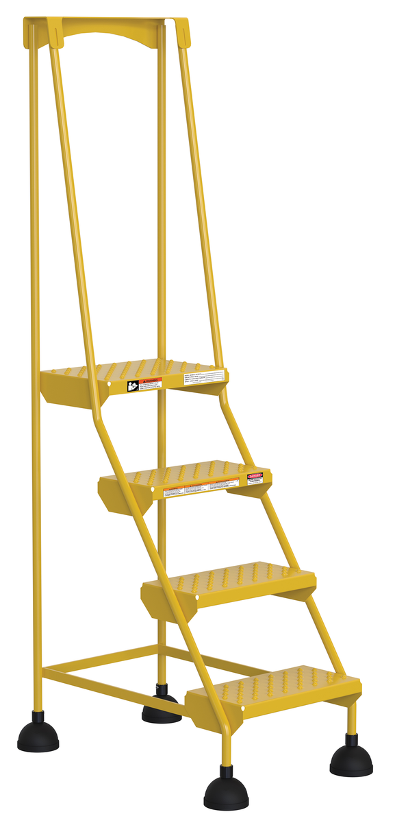VESTIL LAD-4-Y-P Commercial Spring Loaded Ladder, Perforated 4 Step, Yellow, Steel | AG7UXA