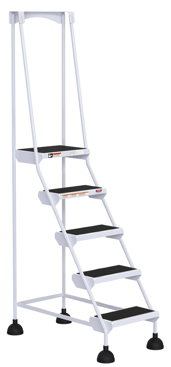 VESTIL LAD-5-W Commercial Spring Loaded Ladder, 5 Step, White, Steel | AG7UXD