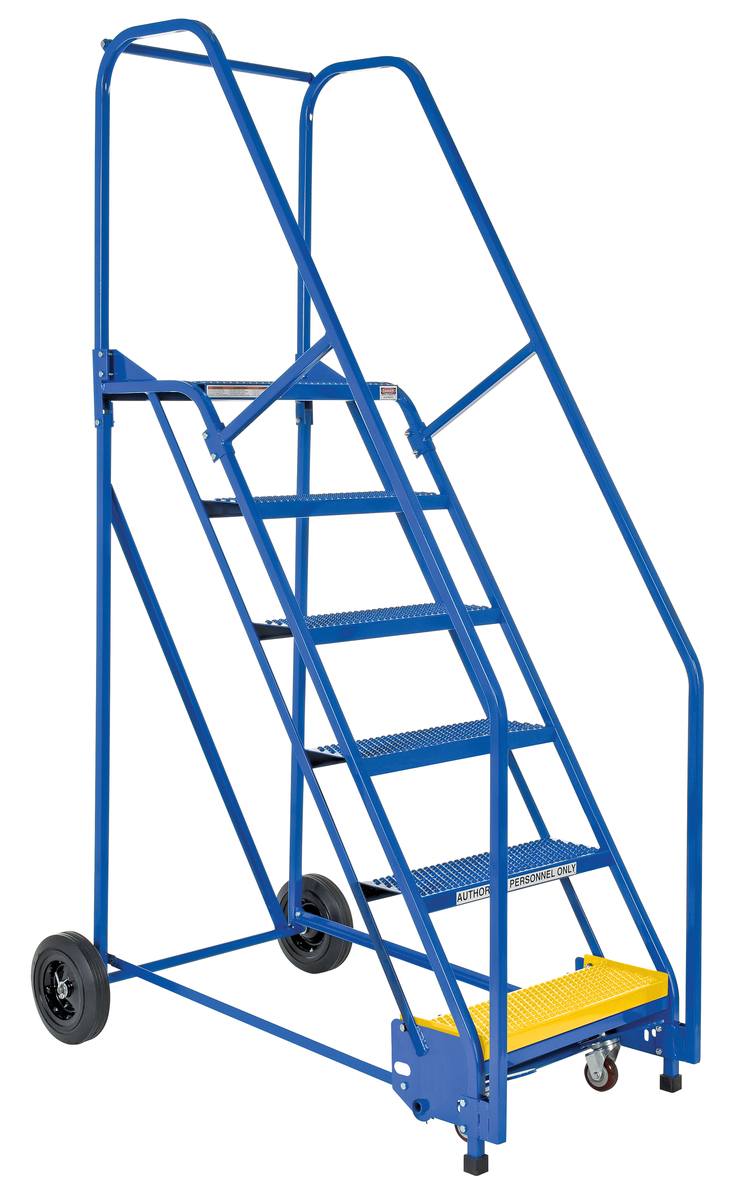 VESTIL LAD-6-14-P Rolling Warehouse Ladder, 58 Degree, Perforated, 6 Step, 14 Inch Size | AG7UXK