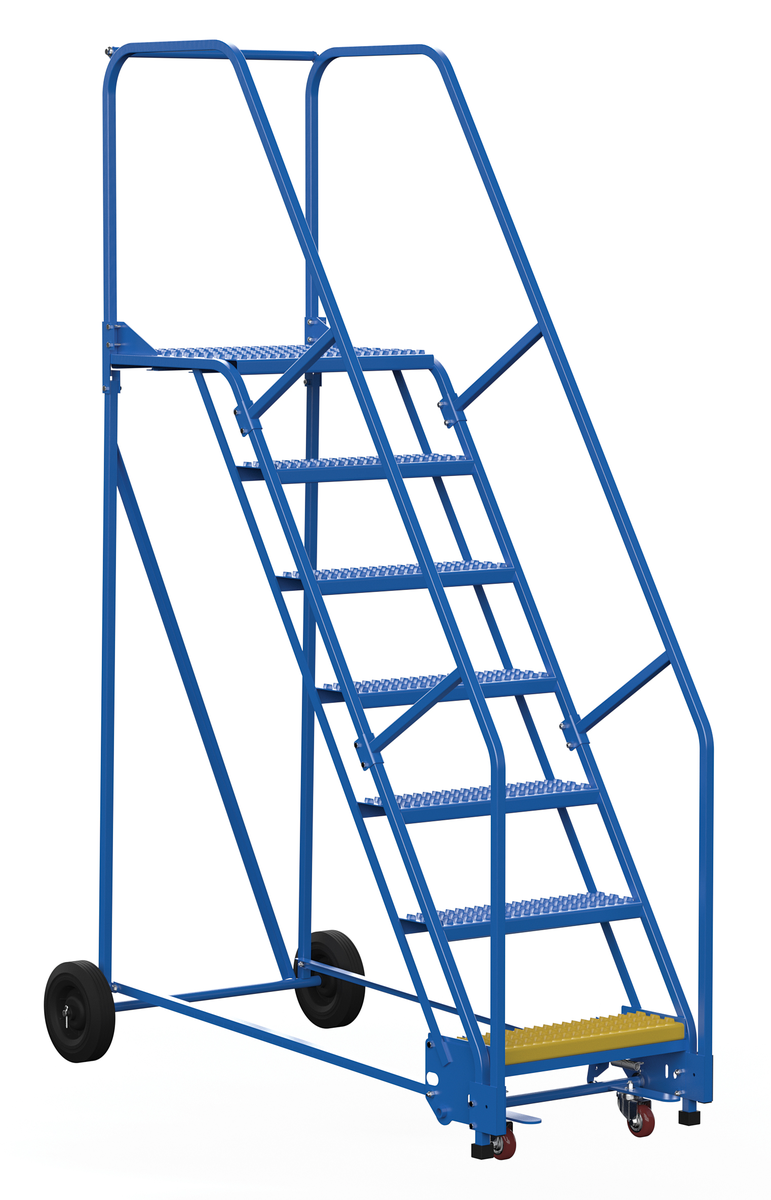 VESTIL LAD-7-21-G Rolling Warehouse Ladder, 58 Degree, Grip Strut, 7 Step, 21 Inch Size | AG7UXW
