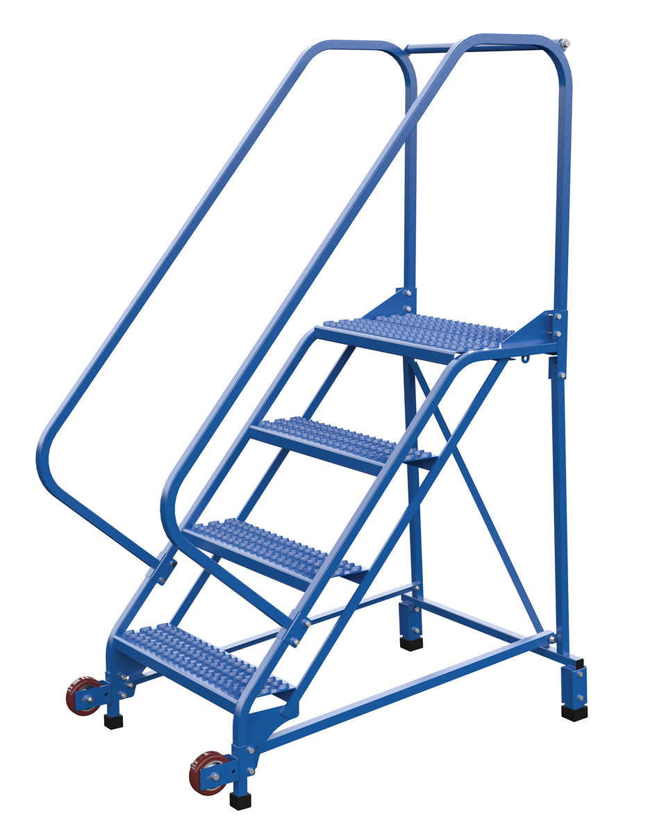VESTIL LAD-TRN-50-4-G Tip-n-roll Ladder, Grip Struct, 4-Step, 50 Degree Angle | AG7VGL