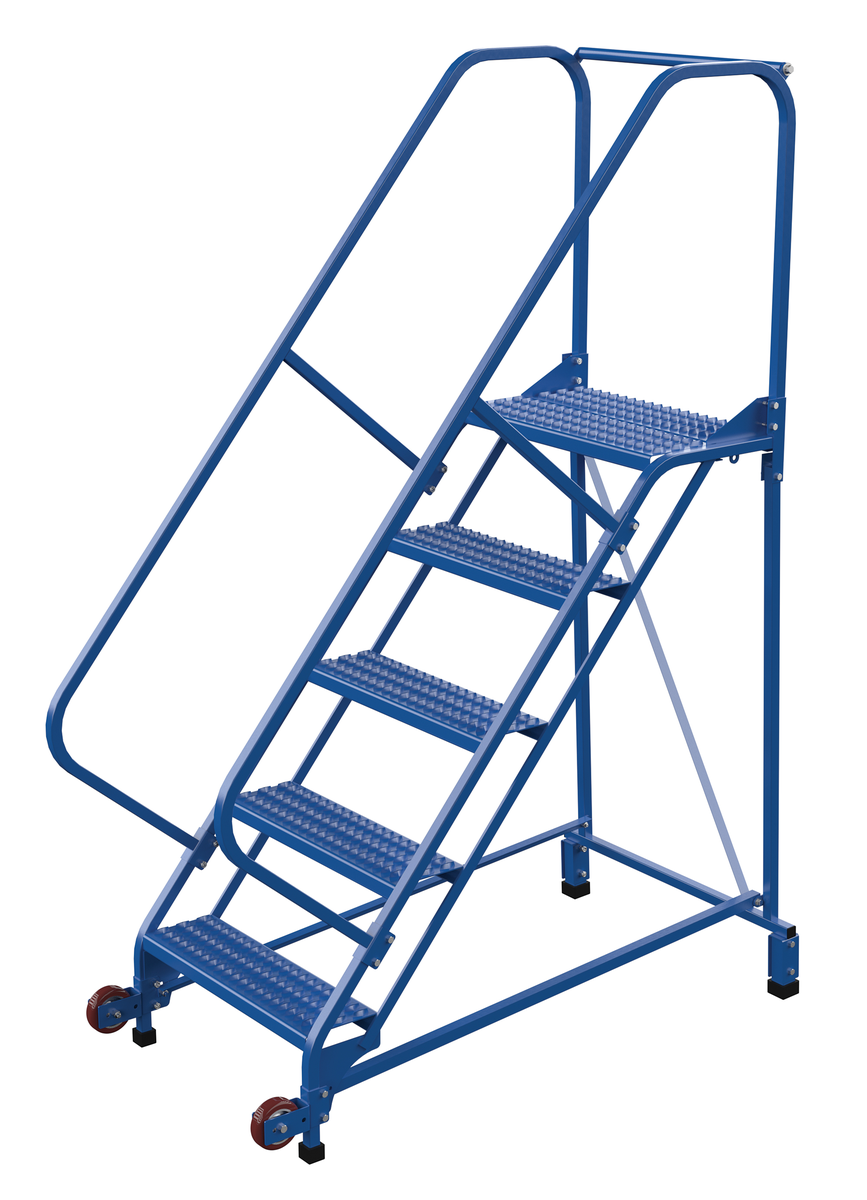 VESTIL LAD-TRN-50-5-G Tip-n-roll Ladder, Grip Struct, 5-Step, 50 Degree Angle | AG7VGN