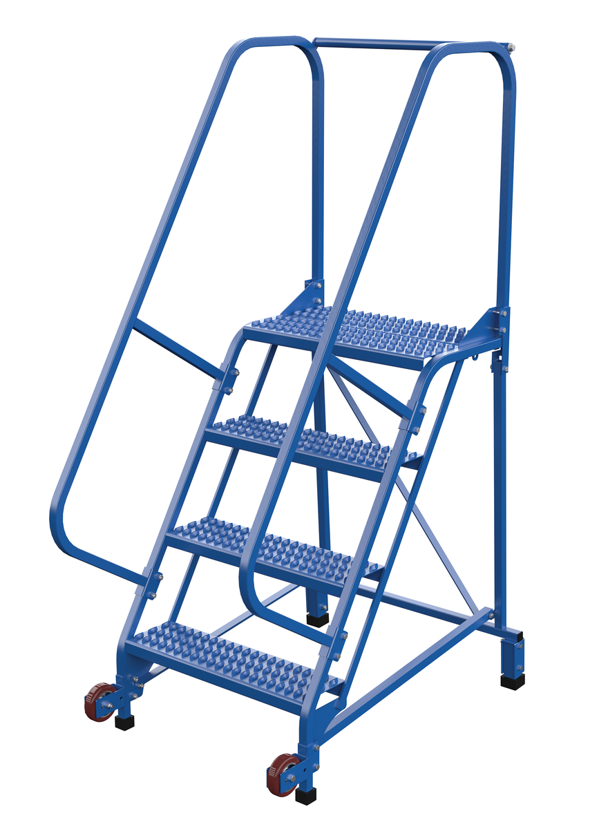 VESTIL LAD-TRN-60-4-G Tip-n-roll Ladder, Grip Struct, 4-Step, 58 Degree Angle | AG7VHA