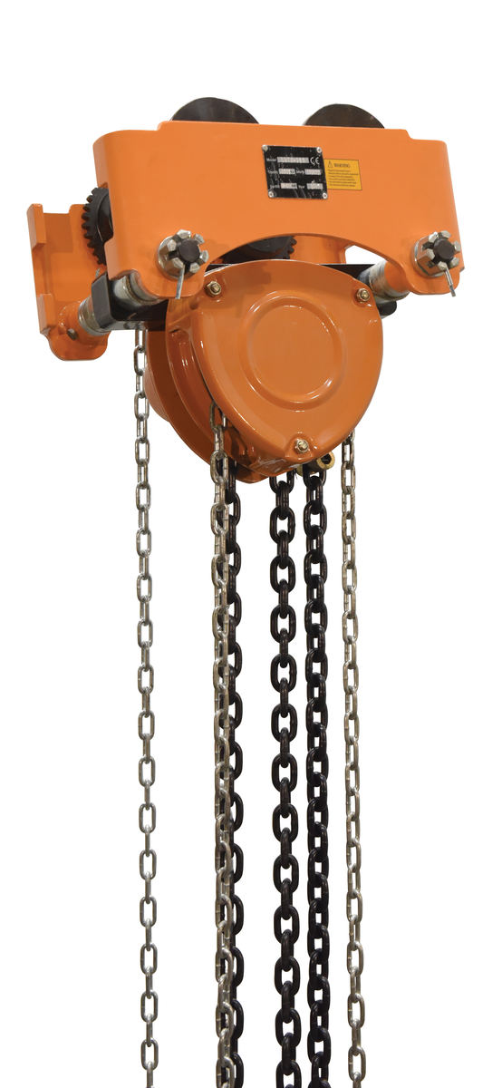 Steel Low Headroom Chain Hoist Gear Trolley, 14 x 12-1/2 x 14 Inch, 4000 lb Capacity, Orange