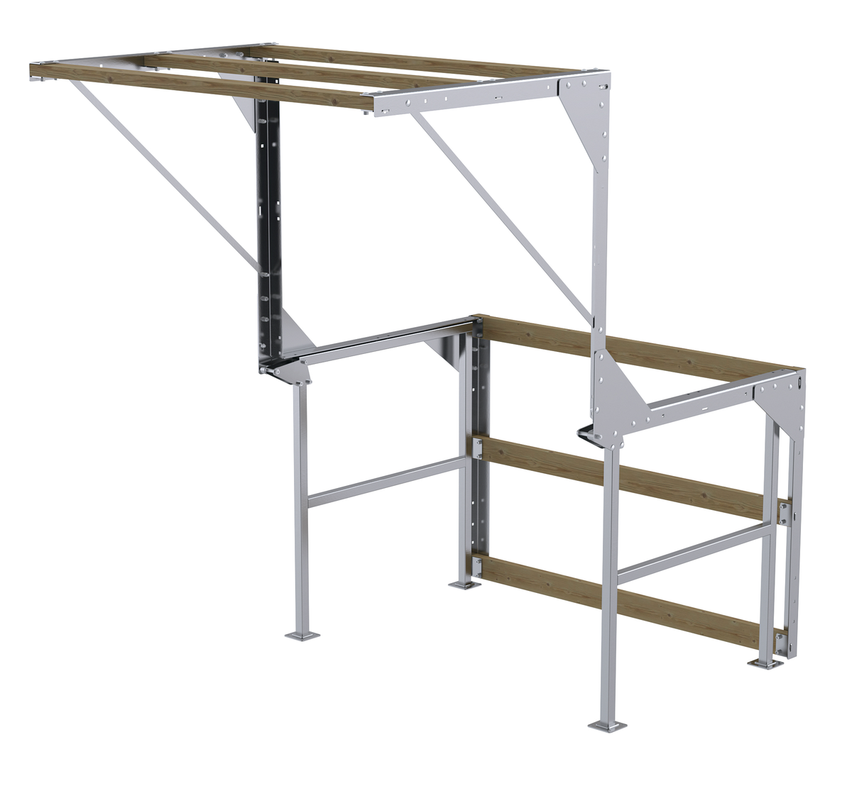 Aluminium Knockdown Mezzanine Safety Gate, 42-7/8 In Handrail Height, Silver