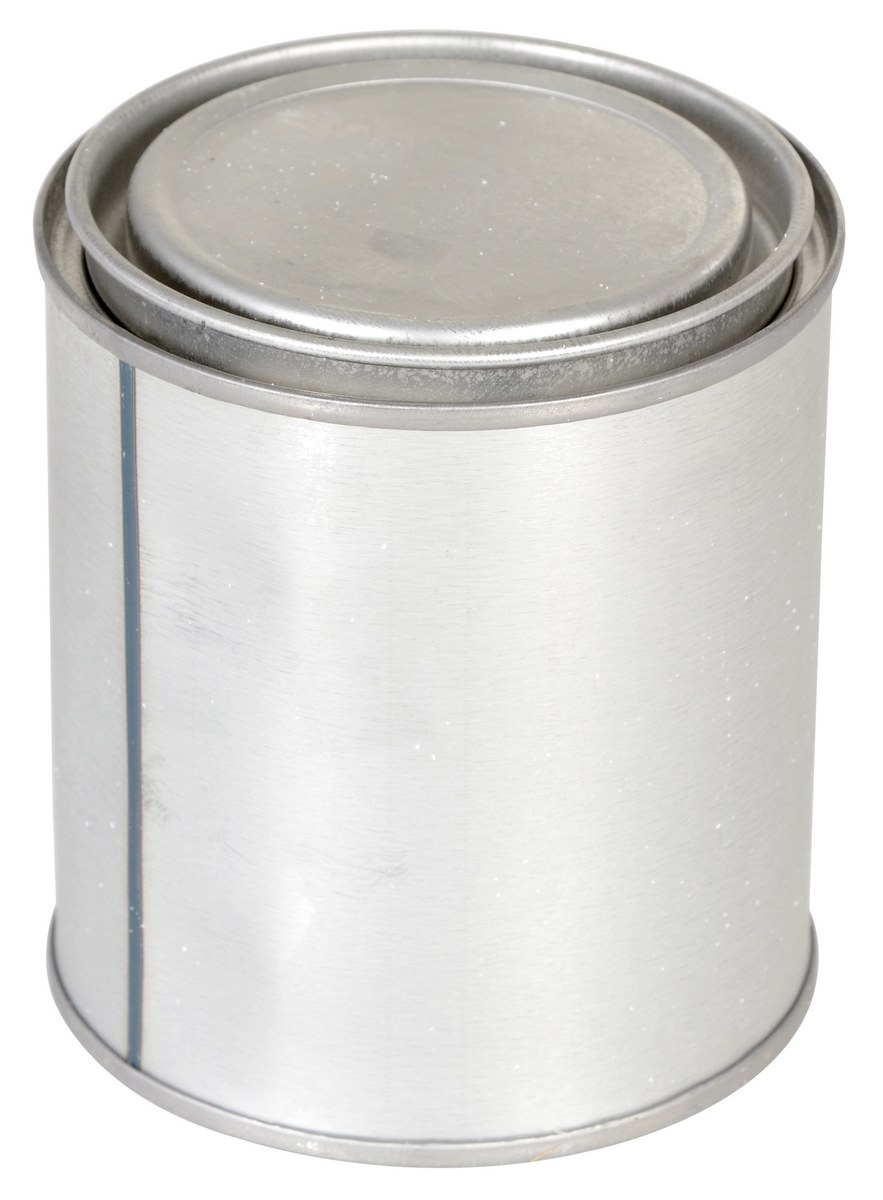 Steel Round Can with Lid 3-3/8 x 3-3/8 x 3-11/16 Inch 16 Oz Capacity, Silver