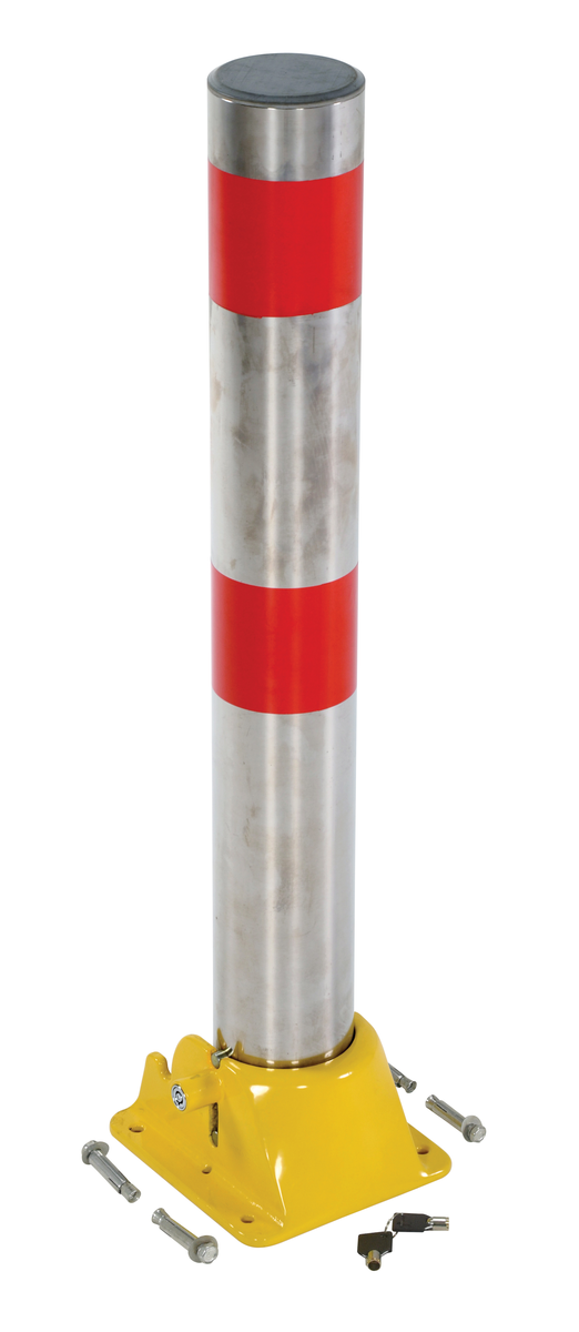 VESTIL PARK-P-108-FD-SS Fold Down Bollard, Stainless, 4-1/4 Inch Dia. | AG7WTH
