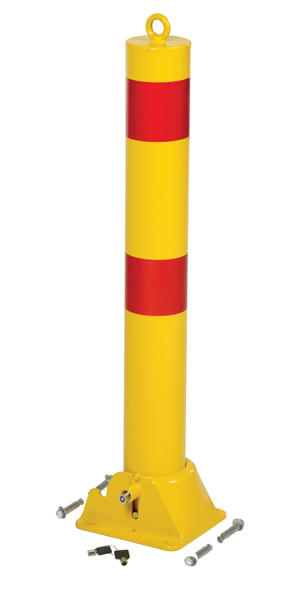 VESTIL PARK-P-108-FD Fold Down Bollard, Yellow 4-1/4 Inch Dia. | AG7WTG