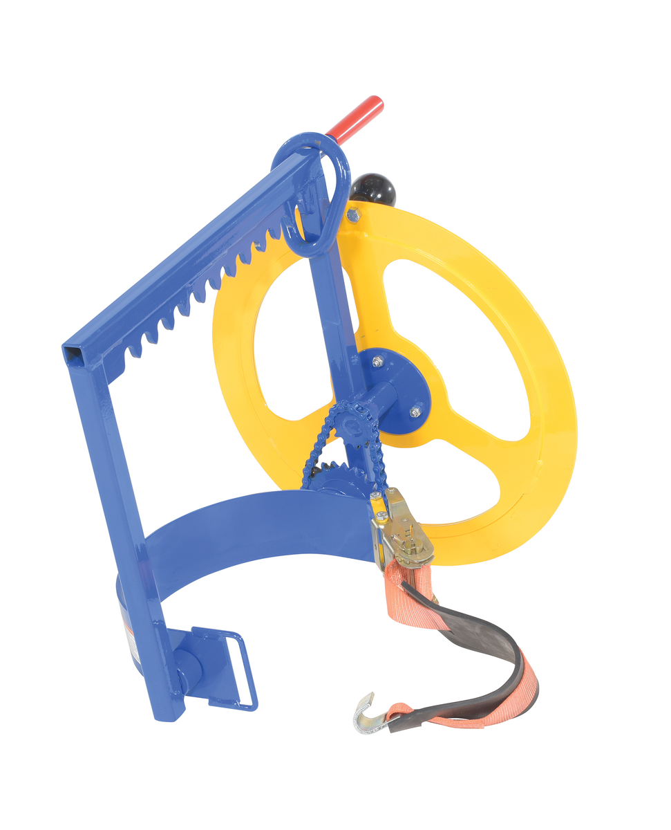 Steel Manual Overhead Pail Dispenser 22-3/4 x 17 x 20-5/8 Inch 200 lb Capacity, Blue and, Yellow