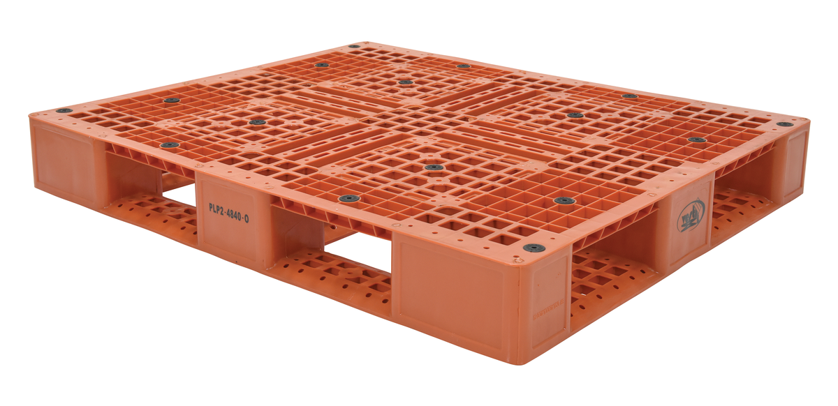 High Density Polyethylene Pallet, 39-1/2 x 47-3/8 x 6 Inch, 8000 lb Capacity, Orange