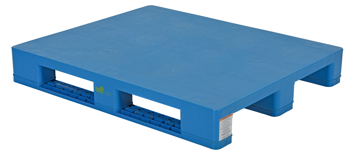 High Density Polyethylene Solid Top Rackable Pallet/Skid, 39-1/4 x 47-1/8 x 6-1/2 Inch, 8800 lb Cap, Blue
