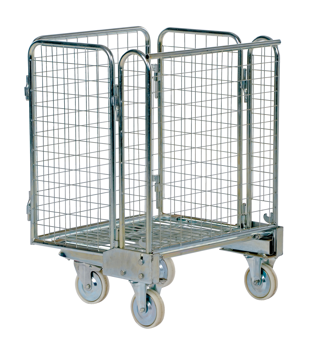 VESTIL ROL-55 Galvanised Nestable Roller Container, 26.3 Inch x 35.6 Inch Size | AG7YAA