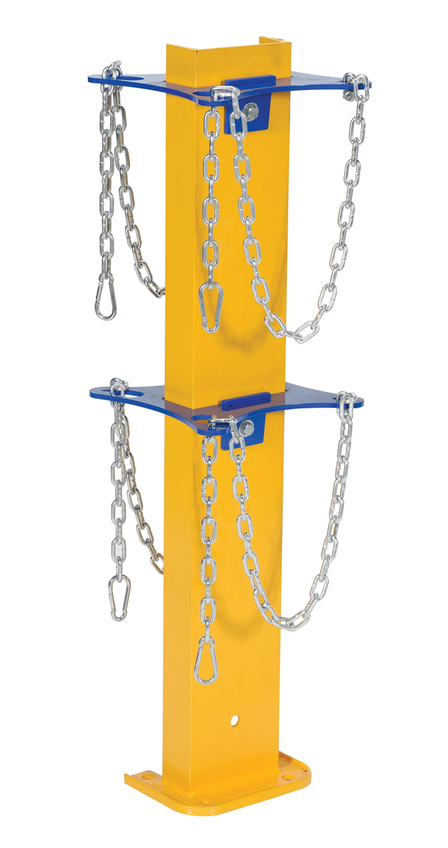 Steel Cylinder Storage Stand, 9-1/2 x 10-1/16 x 36-1/4 Inch, Yellow/Blue