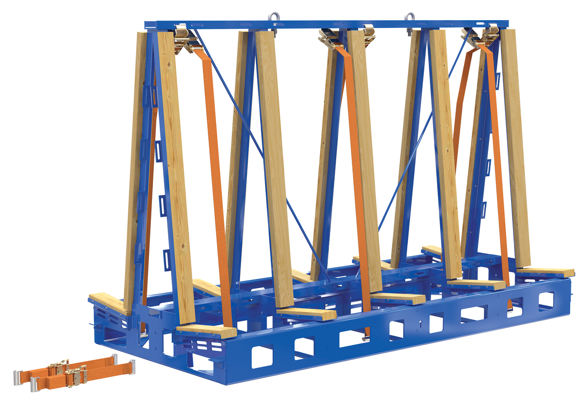 Steel/Wood Stationary Slab Transport Rack 97 x 64 Inch, 4000 lb Capacity, Blue