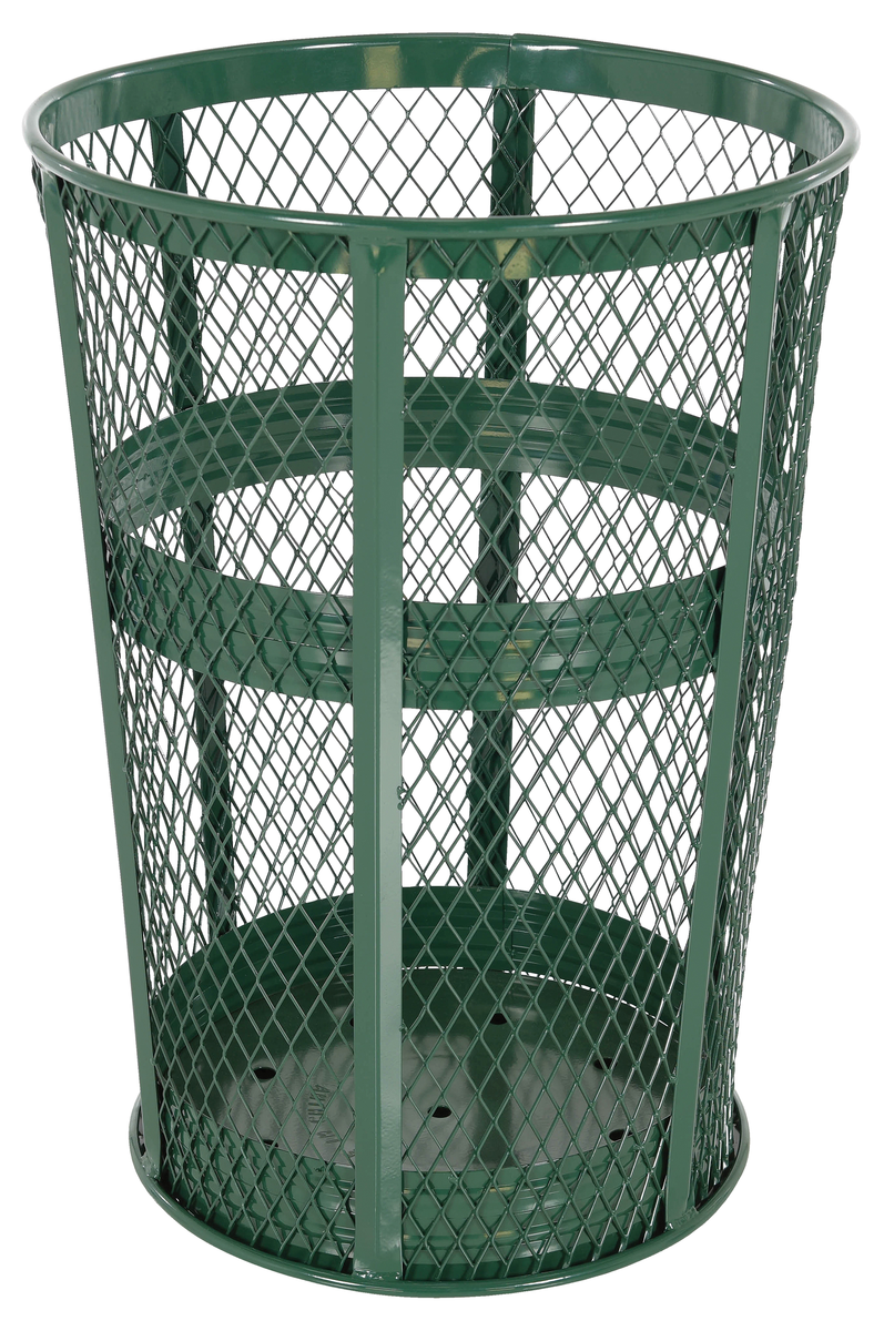 Steel Trash Receptacle Round 48 Gallon Green