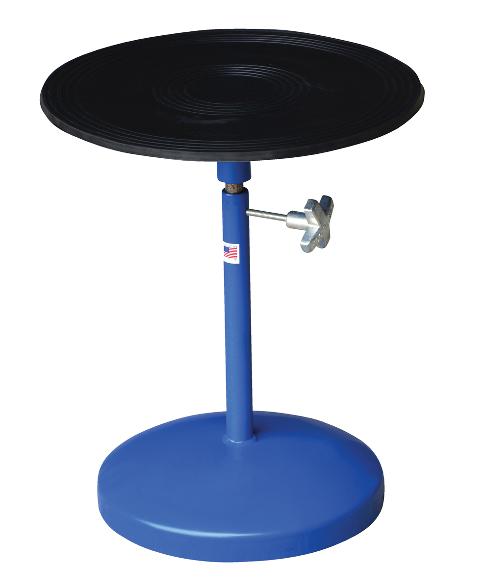 Steel Turntable, 18 Inch Diameter, Manual, 21-32 Inch Height Adjustment, 300 lb Capacity, Blue