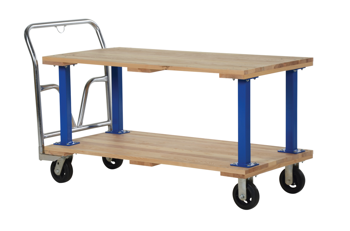 VESTIL VHPT/D-2754 Double Deck Hardwood Platform Cart, 27 Inch x 54 Inch Size | AG8BQD