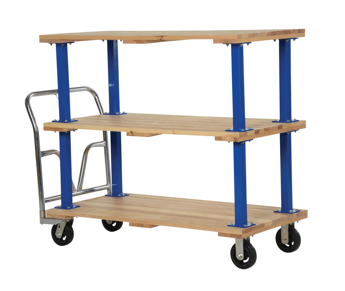Hardwood Triple Deck Platform Cart, 27 x 54 Inch, 1600 lb Capacity, Tan