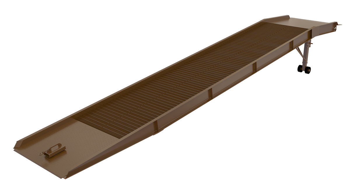 Steel Overlap Yard Ramp, 73 Inch x 36 ft, 20000 lb Capacity, Earth Tone Brown