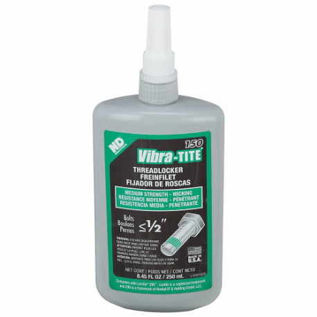 VIBRA TITE 15025 Wicking Medium-Strength Threadlocker, 150, Green, 8.45 fl oz, Bottle, 1 EA | CU7XPB 49CF71